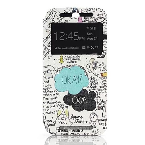 OK Letter Paper Pattern One Window Clamshell PU Leather Full Body Case for HTC One M8