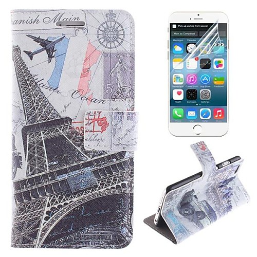 Eiffel Tower Design Restoring Ancient Ways PU Leather Full Body Cover with Stand and Protective Film for iPhone 6