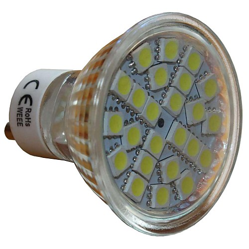 gu10 3w 24 × 5050smd 330lm 6000k холодный белый свет Светодиодные пятно света (AC220-240V)