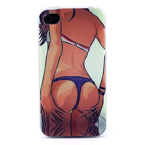 Sexy Girl Graceful Curve Back Pattern TPU Material Soft Back Cover Case for iPhone 4/4S