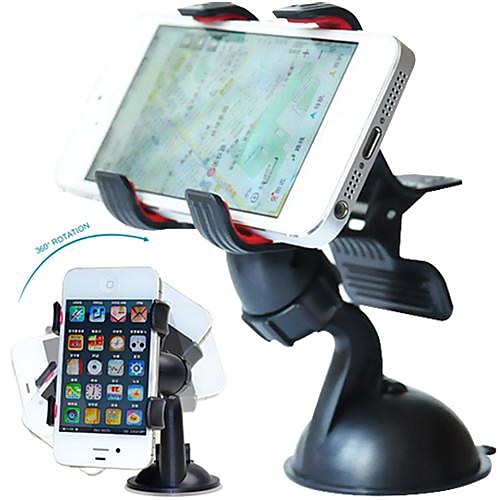 DSB Premium 360 Degree Rotating Double Clip Universal Windshield Car Mount Holder for iPhone 4/4S/5/5S/6