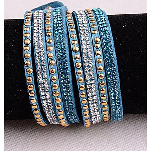 Leather Bracelets Twice New Arrivals Popular Copper Piece Diamond Blue