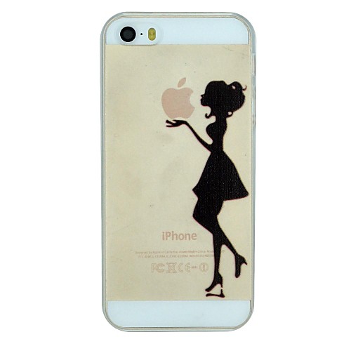 

Девушка держит яблоко узор ПК жесткие прозрачная задняя крышка чехол для iPhone 5/5 секунд