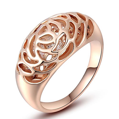 Christmas Gift Classic Clear Austrian Crystals Sample Sales Rose Gold Plated Hollow Ring Jewelry Party OFF