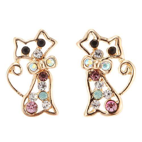 Fashion Cat Shape Diamanted Stud Earring(1 Pair)