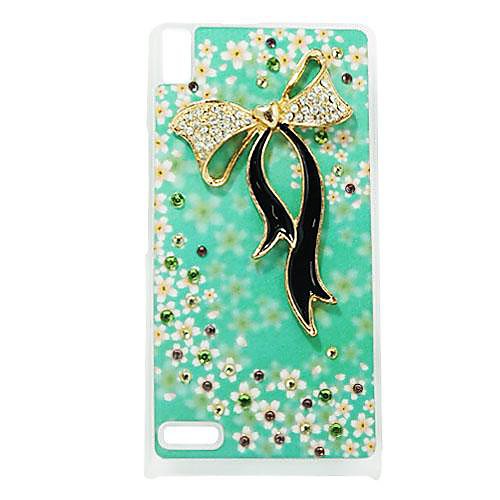 Meta bow Pattern Rhinestone Jewelry Hard Case for Huawei Ascend P6