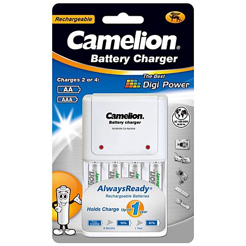 Camelion стандартный для AA / AAA батареи с 4шт alwaysready 600mah Ni-MH AAA аккумуляторов