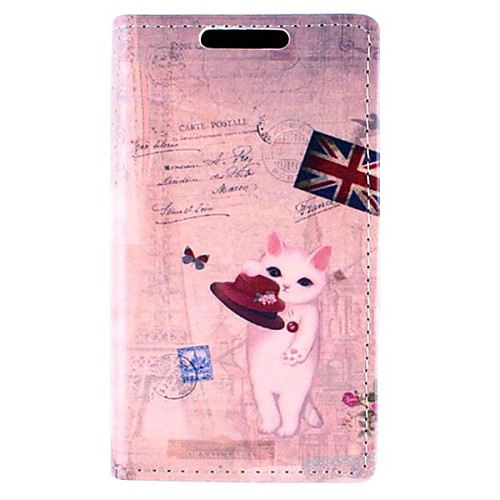 Magic Cat Design PU Leather Full Body Case with Card for Sony Xperia M2 S50h