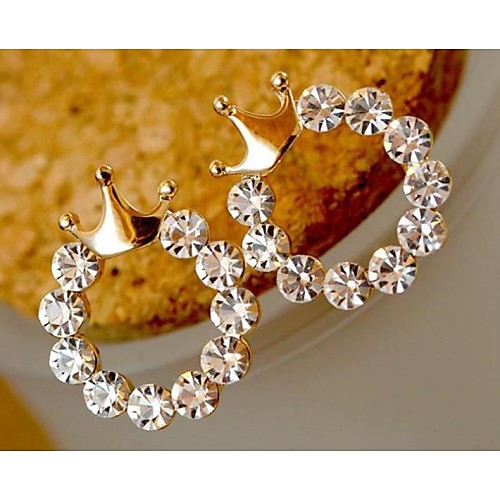 Love Is Your Fashion Circle Smooth Crown in Diamond Stud Earrings