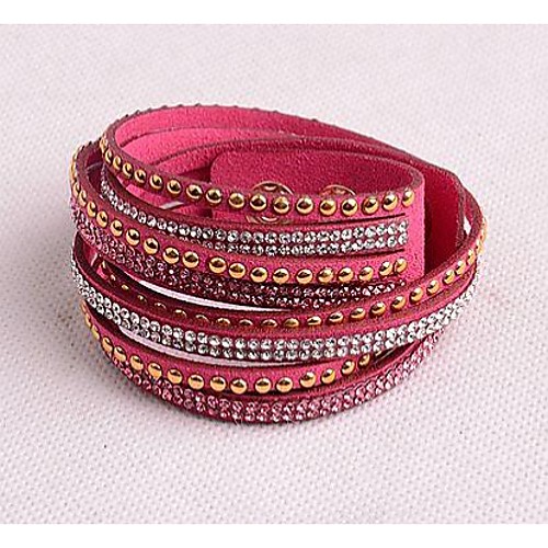 Leather Bracelets Twice New Arrivals Popular Copper Piece Diamond Dark Pink Buckle boots