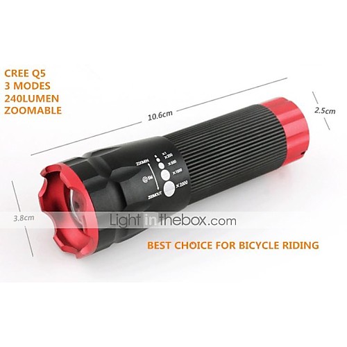 LT-Q5 New Design 3-Mode 1×Cree XRE-Q5 Zoom LED Flashlight(240LM,3×AAA,Black and Red)