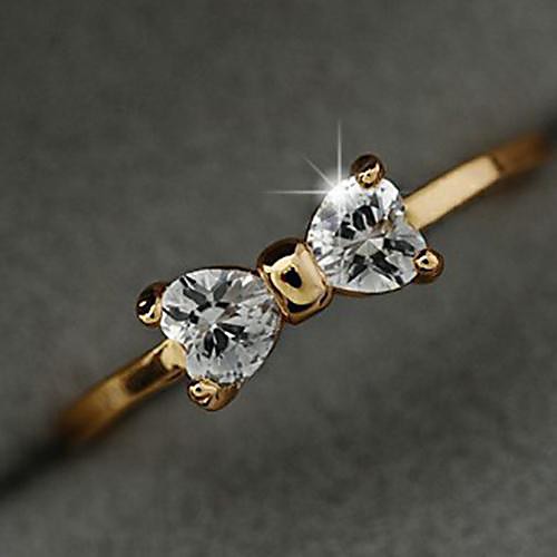 Bow Zircon Rose-Golden Ring (1 Piece)