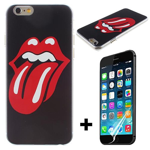 Sexy Long Tongue Pattern Hard with Screen Protector Cover for iPhone 6