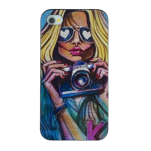 The Sexy Girl with Glasses Holding A Camera Pattern PC Hard Back Cover Case for iPhone 4/4S