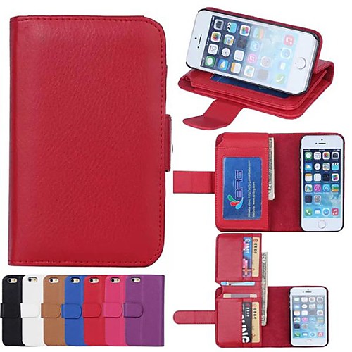 Wallet Pattern Clamshell PU Leather Full Body Case with Card Slot for iPhone 5/5S(Assorted Colors)