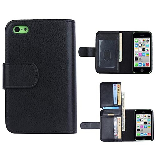 High-Grade Wallet Design PU Leather Full Body Case with Card Slot for iPhone 5C (Assorted Colors)