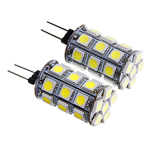 g4 4w 27x5050 SMD 300-350lm 6000-6500k белый свет привел кукуруза лампа (12v 2шт)