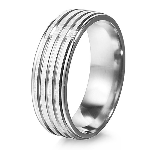 Fashion Unisex Silver Stainless Steel Band Ring(1 Pc)