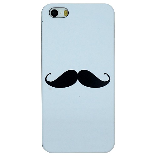 Black Mustache on White Pattern PC Hard Back Cover Case for iPhone 5/5S