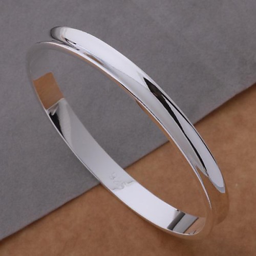 New Fashion Jewelry Women's  925 Sterling Silver Plated Charm Bangle BB-076