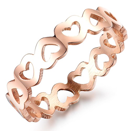 Fashion Hollow Heart Rose Gold Stainless Steel Women's Ring (1 Pcs)