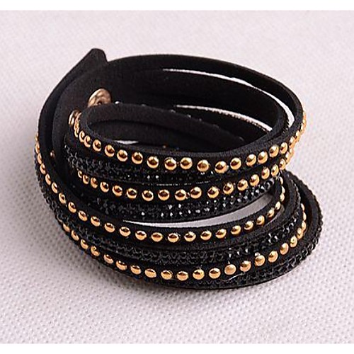 Leather Bracelets Twice New Arrivals Popular Copper Piece Diamond Black boots