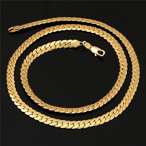 u7 мужская высокое качество 18k реальное позолоченные Фигаро коренастый ожерелье цепи с 18k марки 6мм 55см