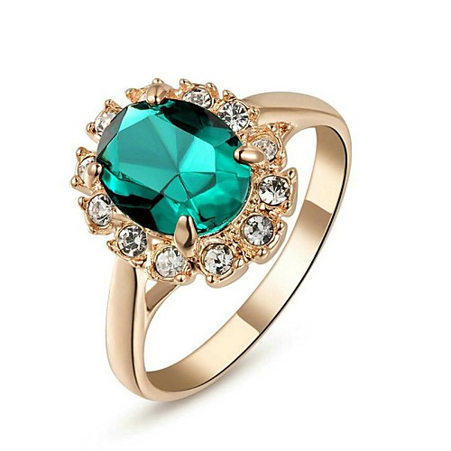 18K Rose Gold Plated Emerald Green/Blue/Red Ring Elegant Jewelry CZ Diamond Austrian Crystal Stellux