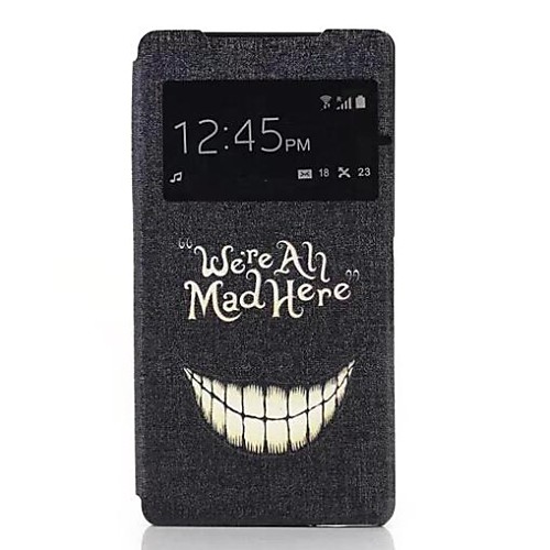 Cartoon Crazy Teeth Pattern One Window Clamshell PU Leather Full Body Case for Sony Xperia Z2