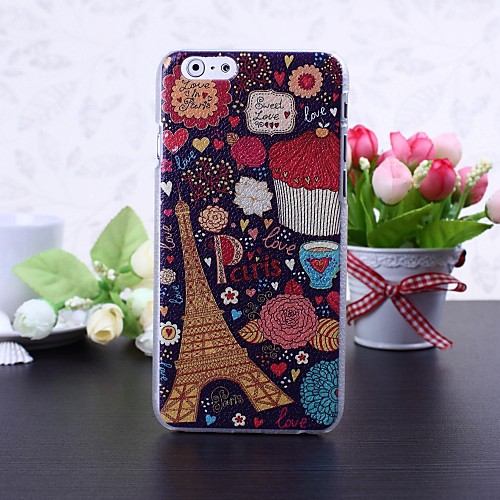 Paris Eiffel Tower and Flowers Pattern Litchi Texture Plastic Hard Case for iPhone 6