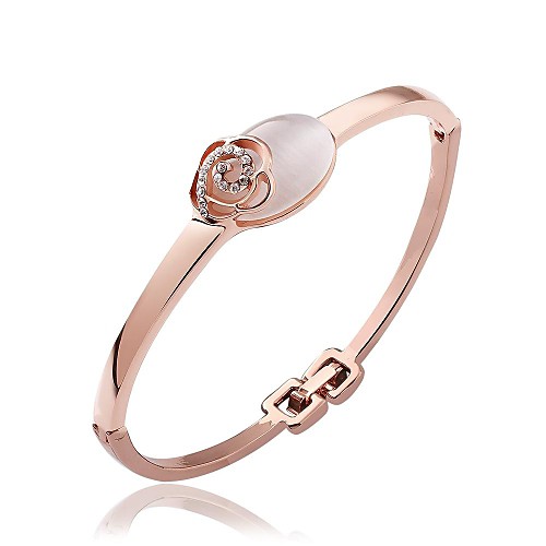 Women's Rose Gold Plated Flowers Drill Bracelet