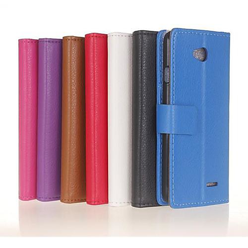 Wallet Style Litchi Stria PU Leather Full Body Case with Stand for LG L65 (Assorted Colors)