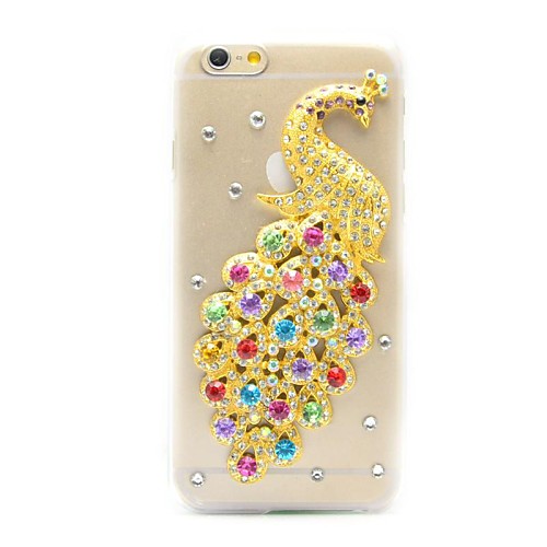 шику 3d павлин шаблон Кристалл Обложка Алмазный Rhinestone жесткий случай для iPhone 6 Plus (разные цвета)