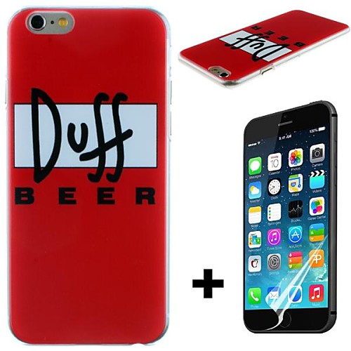 Doff Beer Pattern Hard with Screen Protector Cover for iPhone 6