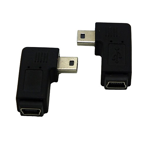 1 комплект вправо / влево под углом 90 градусов Mini USB мужчина к Mini USB Женский адаптер расширение Conventer шнур кабеля разъемом