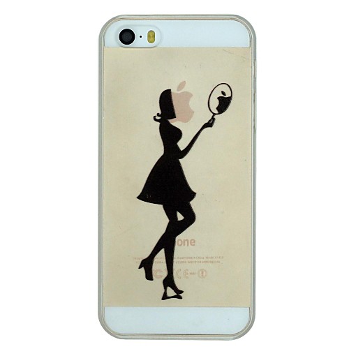 The Girl Looking in The Mirror Pattern PC Hard Transparent Back Cover Case for iPhone 5/5S