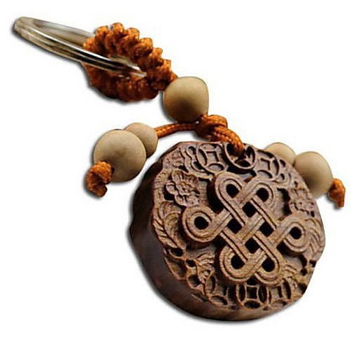 Duo Ji Mi Chinese Knot Rosewood Carving Keychain