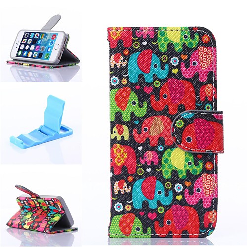 Lridescent Elephants Pattern PU Leather Full Body Case with Stand for iPhone 5C