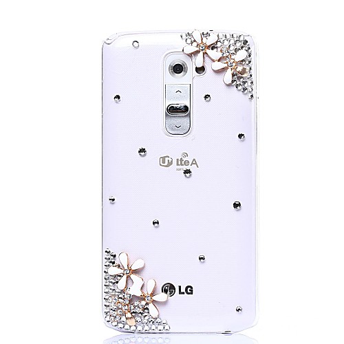 DIY Attractive Flowers with Rhinestone Pattern Plastic Hard Case for LG G2