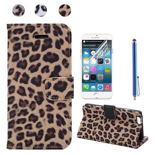 Leopard Print Design PU Leather Full Body Cover with Protective Film and Stylus for iPhone 6 (Assorted Colors)