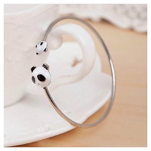 Toonykelly Fashionable Women's Silver Plated Panda Bangle(1 Pc)