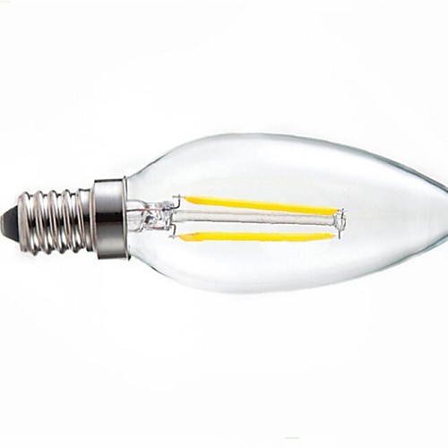 Dimmable E14  4W COB 400LM 2800-3200K Warm White LED Filament Candle  Bulb(AC 220V)