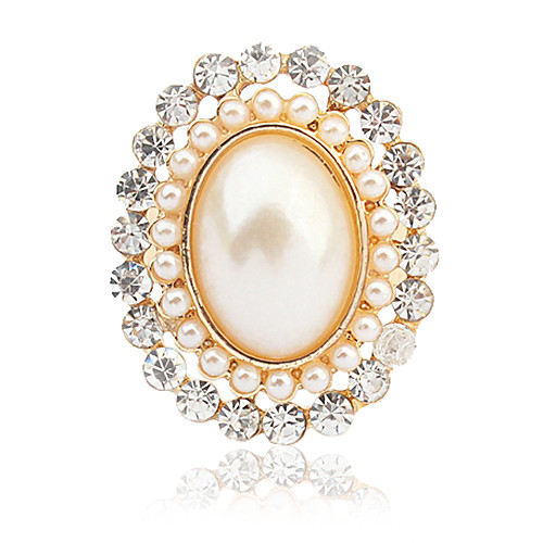 Sweet Style Pearl Oval Rhinestone Around Statement Ring