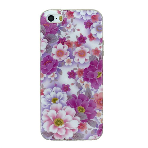 The Blooming Flowers Pattern TPU Material Soft Back Cover Case for iPhone 5/5S