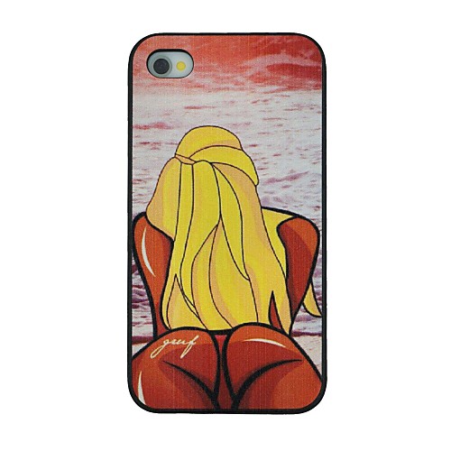 The Sexy Girl Lying on The Beach Pattern PC Hard Back Cover Case for iPhone 4/4S