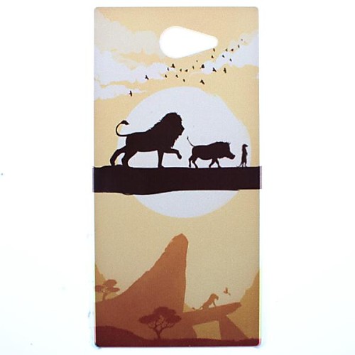 Walking Lion Hakuna Matata Transparent Relief Pattern PC Hard Case for Sony Xperia M2 S50h