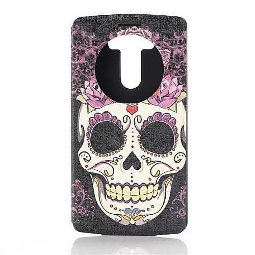 Cartoon Skull One Window Clamshell PU Leather Full Body Case for LG G3