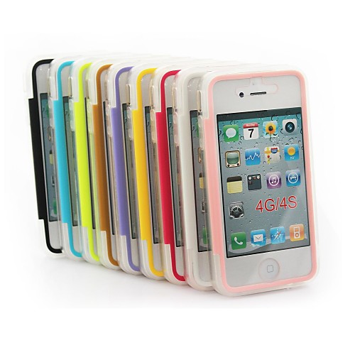 XUNDD Solid Color TPU Transparent Ultra-Thin with Cover Can Touch Full Body Cases for iPhone 4/4S