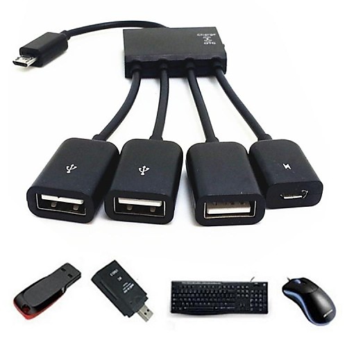 3 in 1 Micro USB OTG HUB Host Adapter Cable for Samsung Smartphone Tablet N9000