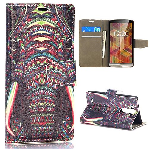 Tribal Style Elephant Pattern Wallet Style Magnetic Flip Stand PCPU Leather Case for LG G3 mini D722 D725